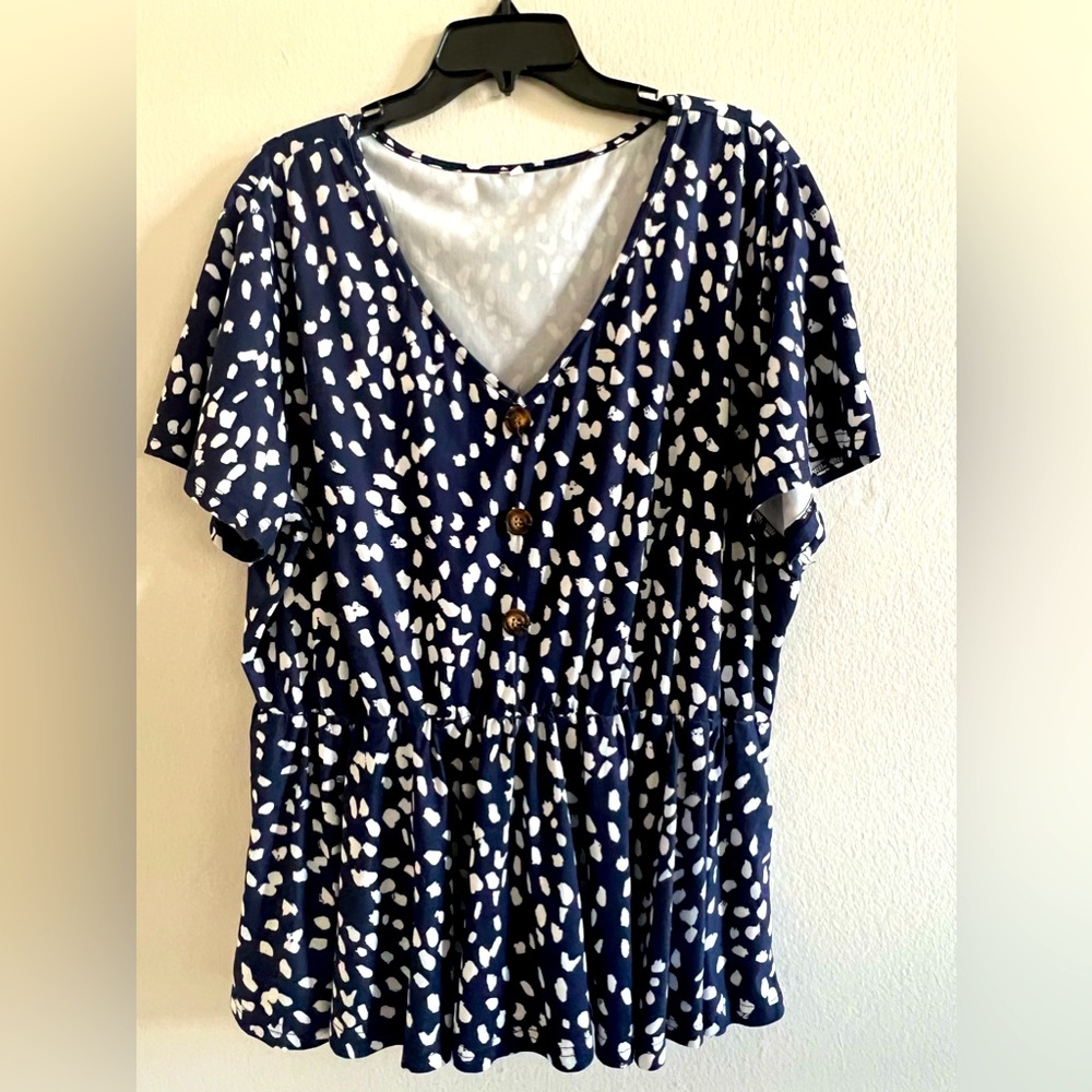 Blue and white shirt for plus size women’s.